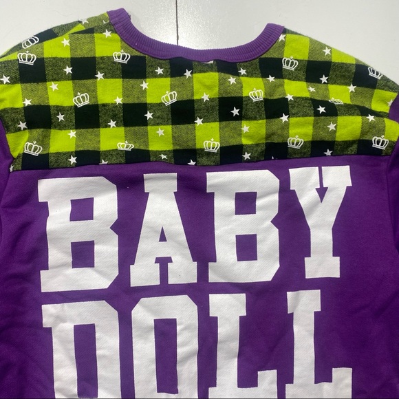 Baby Doll Vintage Japanese Brand Y2K Green Purple Checkered Streetwear Size M - Picture 5 of 13